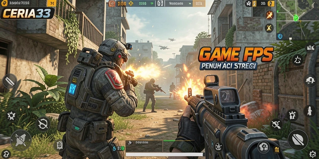 Tampilan gameplay <strong>CERIA33</strong> yang mendebarkan dengan aksi tembak-menembak yang intens.
