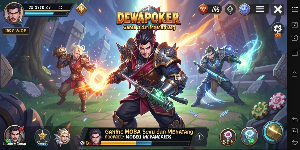 Gameplay MOBA seru di DEWAPOKER dengan grafis memukau.