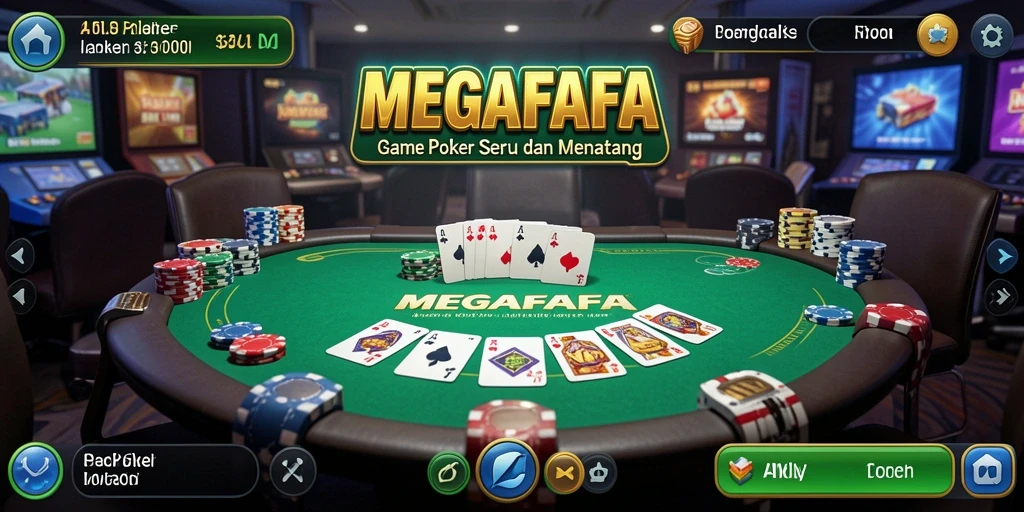 Tampilan menarik dari gameplay Poker di MEGAFAFA.