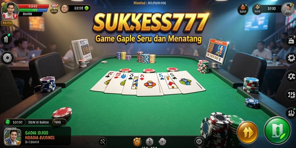 Tampilan gameplay seru di SUKSES777 yang menampilkan kartu Gaple.